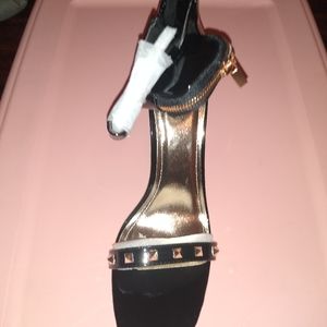 NEW! Rogue 12 and black & gold studded stiletto heels with pouch detail